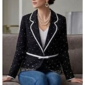Kim Parrish Collection Polka Dot Embroidered Cotton Stretch Jacket